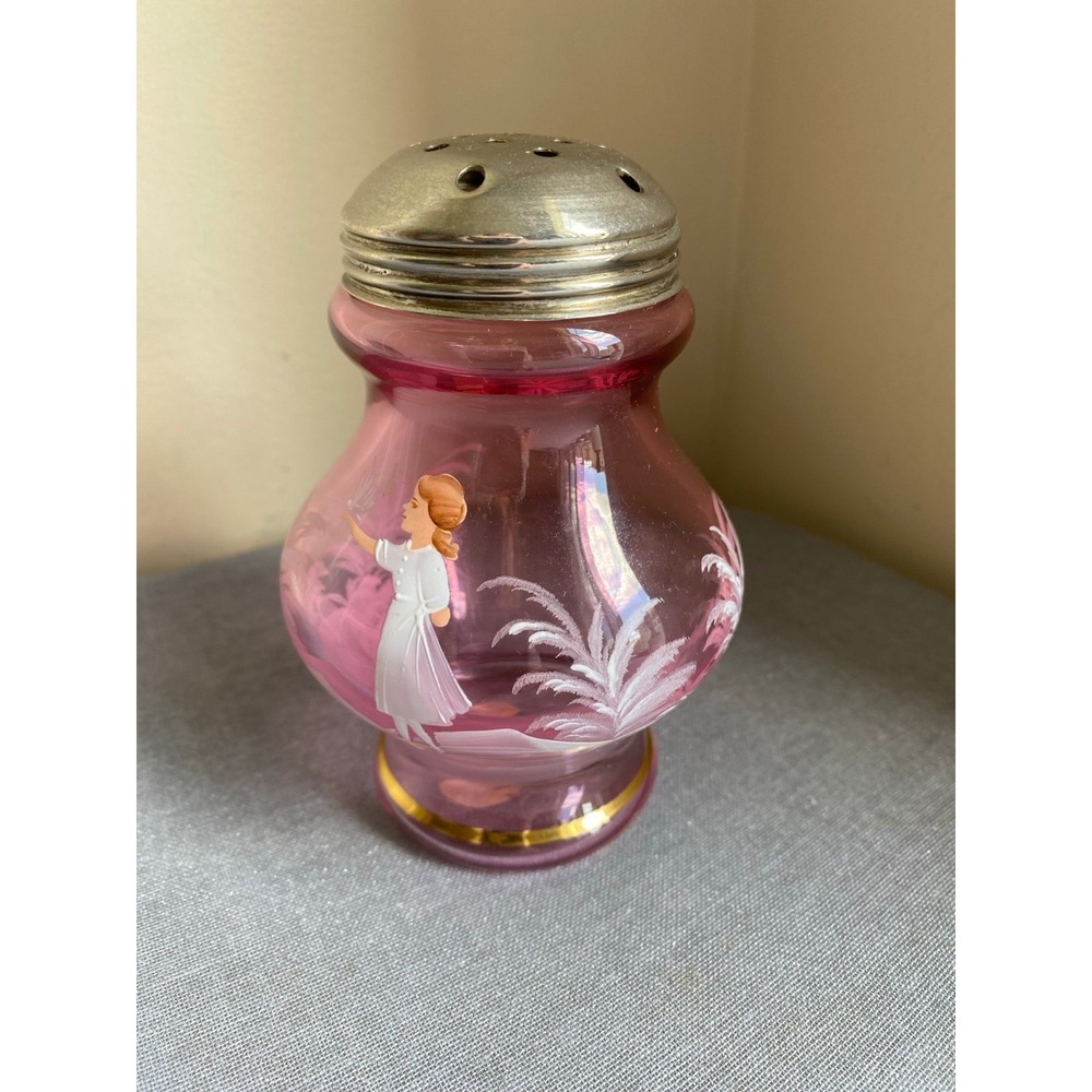 Fenton Shaker Cranberry Glass Sugar Chocolate Cheese Metal Lid D3